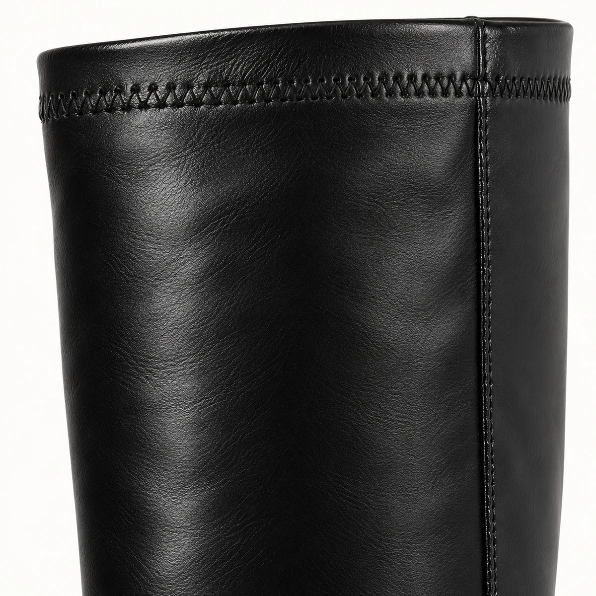 Chaussures hautes pour femme avec plateforme et talon carré en cuir noir