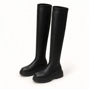Bottes femme noires hautes avec semelle crantée élégantes