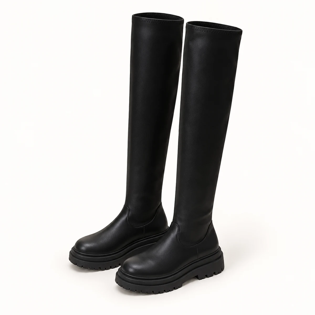 Bottes femme noires hautes avec semelle crantée élégantes