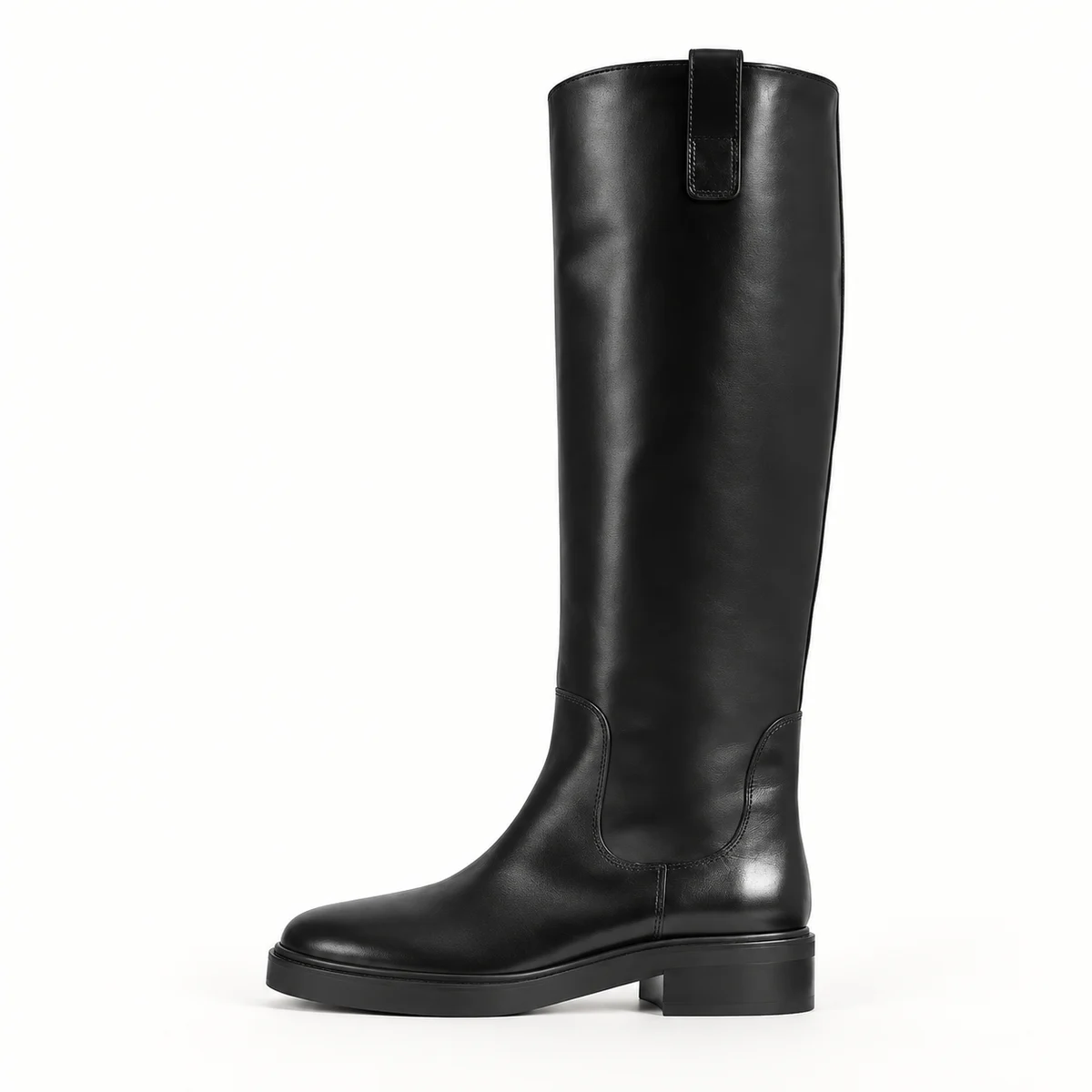 Bottes femme chic noires à la cuisse avec talon modéré