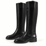 Bottes hautes femme noires lisses avec petit talon élégantes