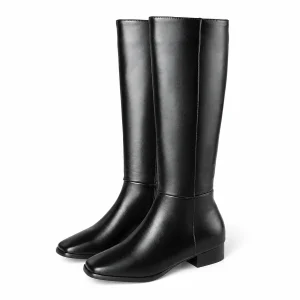 Bottes femme noires à talon bas élégantes non fourrées