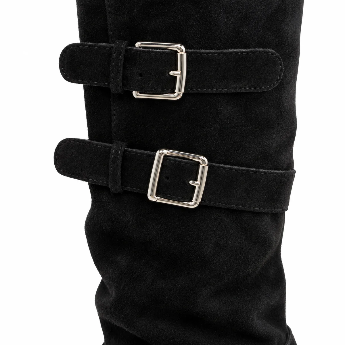 Chaussures femme en velours noir avec ornements boucle sophistiqués