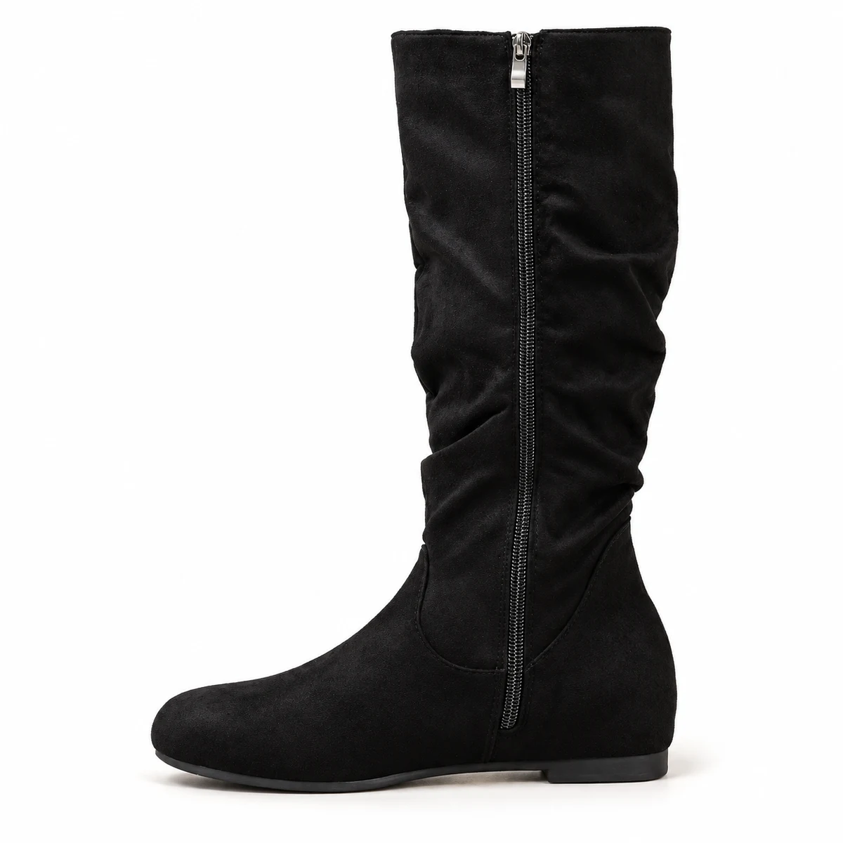 Bottes noires pour femme en velours avec zip latéral tendance