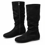 Bottes femme noires veloutées avec zip latéral élégantes pour femme