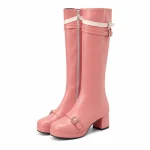 bottes femme roses hautes a brides et petit talon lot18b vue principale