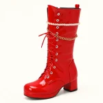 bottes femme rouges a lacets et talon 44691 10b vue principale