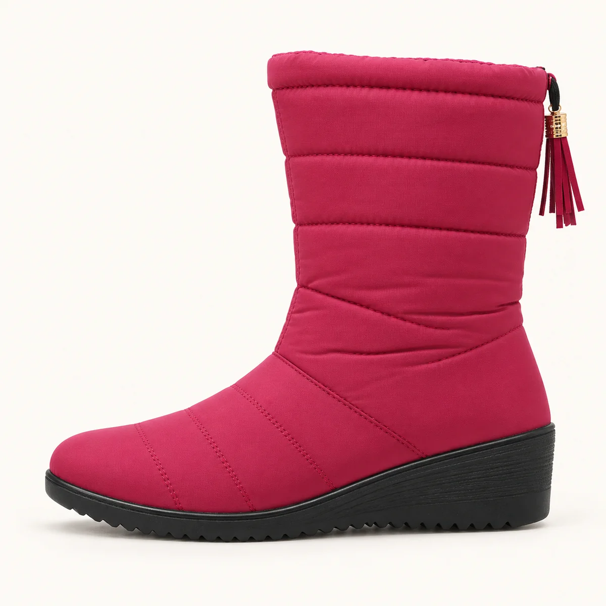 bottes femme rouges fourrees a franges 44608 10b vue laterale