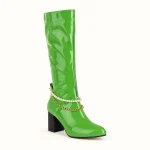 bottes femme vertes a chaine perlee 44689 10b vue principale