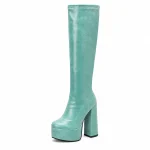 Bottes femmes vertes à plateforme avec zip mode tendance