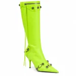 Bottes vertes à rivets pour femme avec talon aiguille élégantes