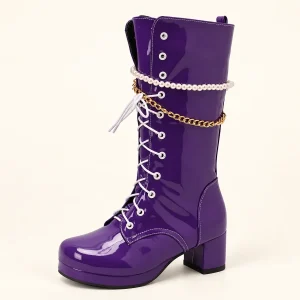 bottes femme violettes a lacets et tal 44692 10b vue principale