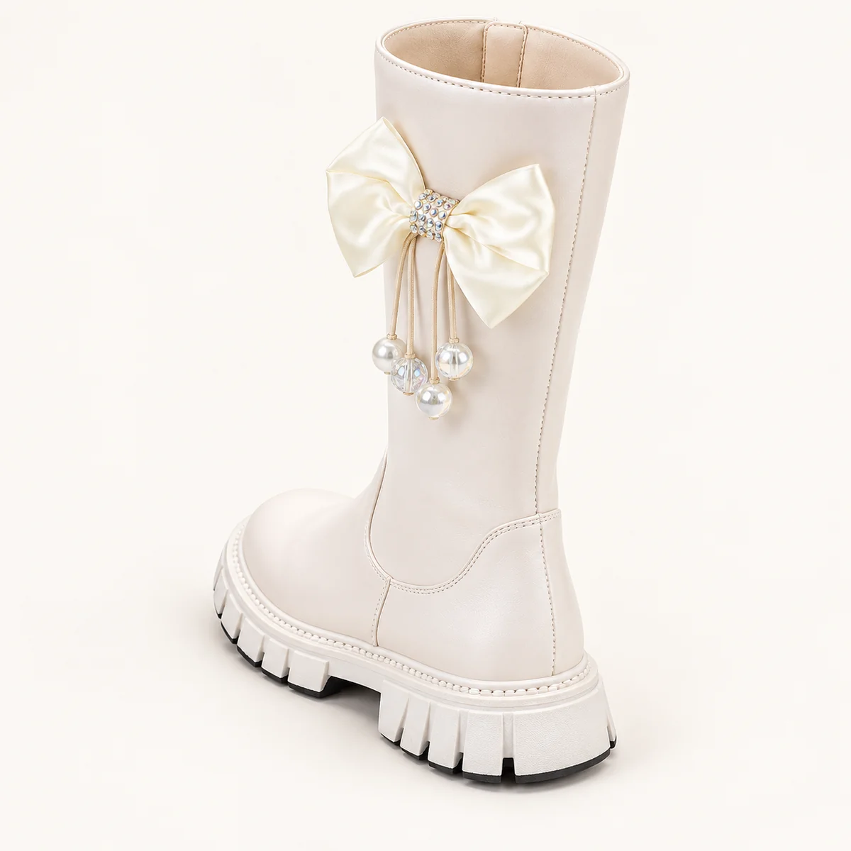 bottes fille beiges hautes a zip 44537 11b vue arriere