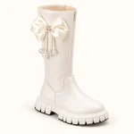 bottes fille beiges hautes a zip 44537 11b vue principale