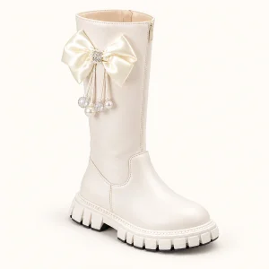 bottes fille beiges hautes a zip 44537 11b vue principale