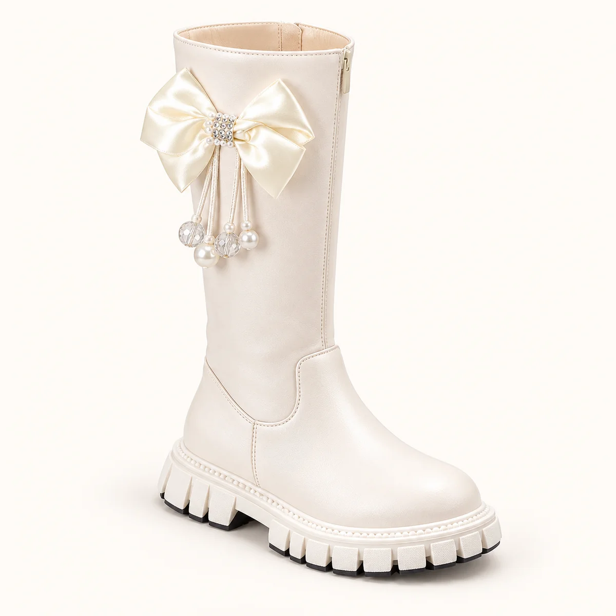 bottes fille beiges hautes a zip 44537 11b vue principale