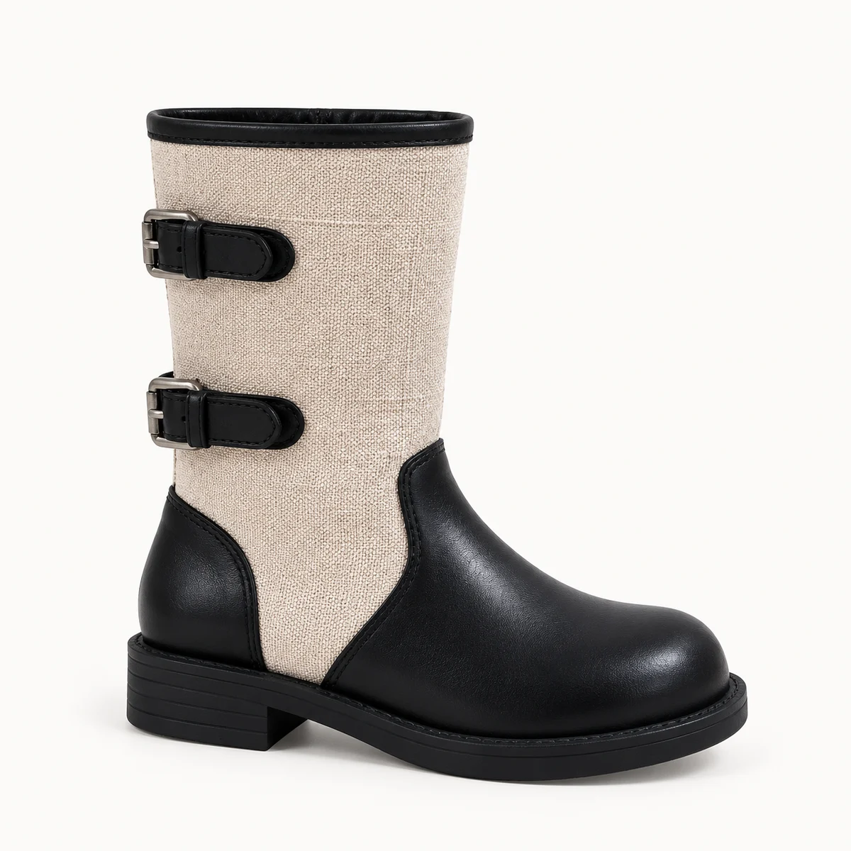 Bottes pour fille avec design bicolore, boucles et zip