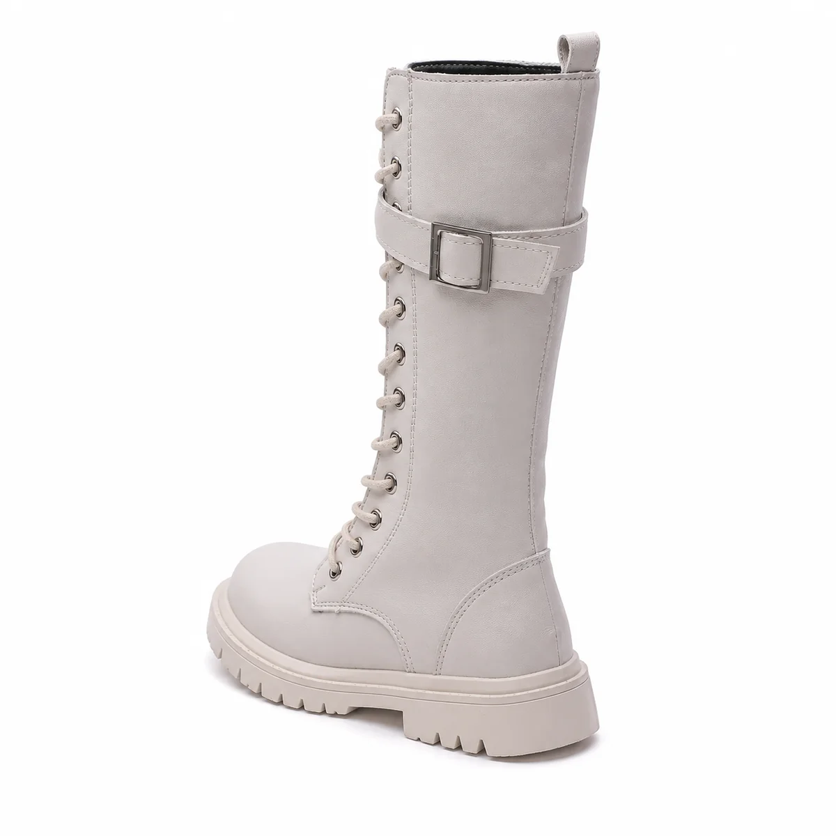 bottes fille blanches hautes a lacets 44533 11b vue arriere