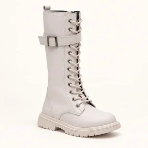 bottes fille blanches hautes a lacets 44533 11b vue principale