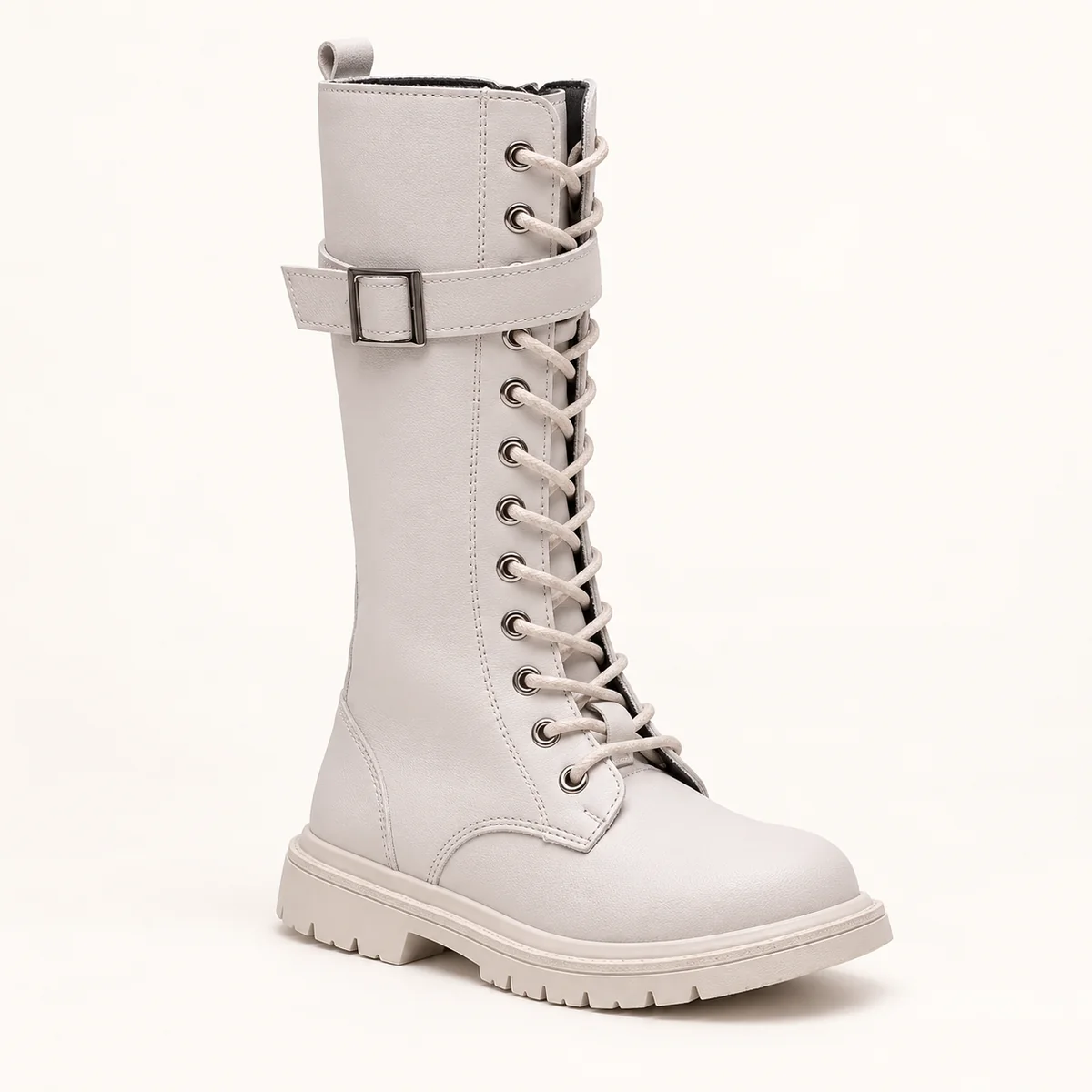 bottes fille blanches hautes a lacets 44533 11b vue principale