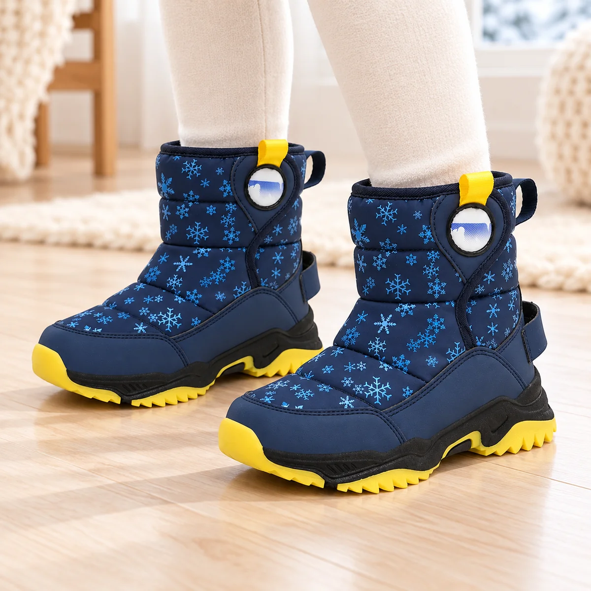 bottes fille bleues doublees en peluch 44509 11a porte