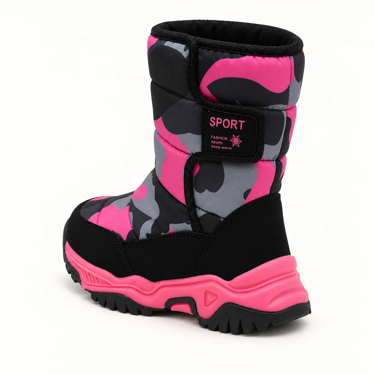 bottes fille noires et rouges fourrees 44531 11b vue arriere
