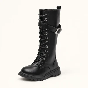 bottes fille noires hautes a lacets et 44503 11a vue principale