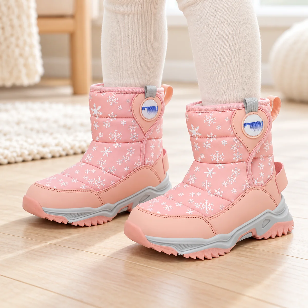 bottes fille orange doublees en peluch 44508 11a porte