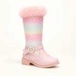 bottes fille rose poudre a motif arc e 44505 11a vue principale
