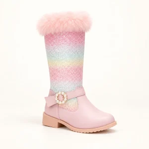 bottes fille rose poudre a motif arc e 44505 11a vue principale