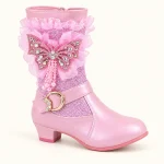 bottes fille roses a motif papillon 44506 11a vue principale