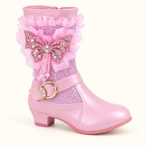 bottes fille roses a motif papillon 44506 11a vue principale