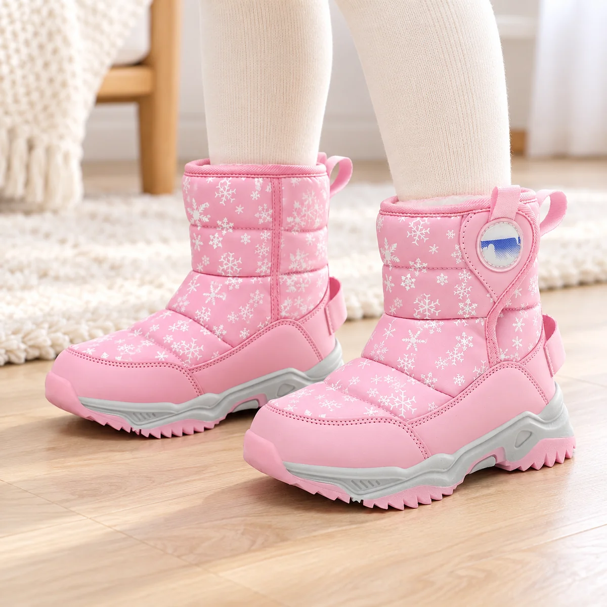 bottes fille roses doublees en peluche 44511 11a porte