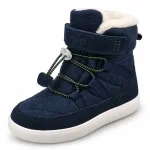 bottes garcon bleu marine fourrees mi mollet vue de trois quarts sur fond blanc 44713