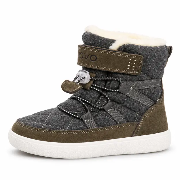 bottes garcon grises fourrees mi mollet vue de profil sur fond blanc 44712