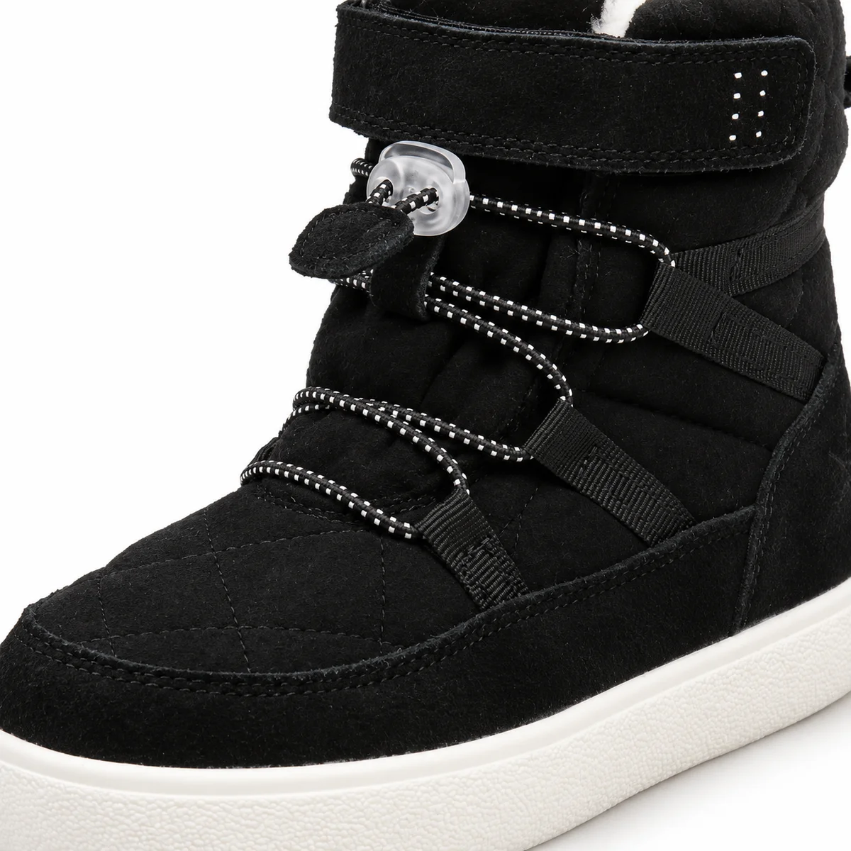 Chaussures garçon fourrées noires avec semelle blanche durable