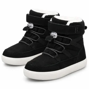 Bottes garçon noires fourrées avec semelle blanche pour hiver