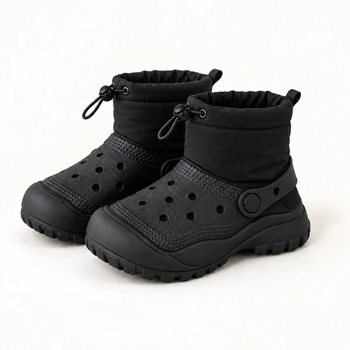 Bottes garçon noires fourrées avec zip et tige matelassée pour hiver