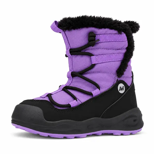 bottes garcon violettes doublees en microfibre vue de profil sur fond blanc 44708