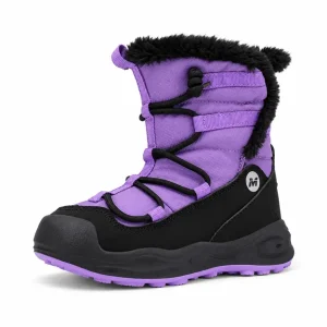 bottes garcon violettes doublees en microfibre vue de trois quarts sur fond blanc 44708