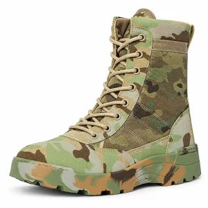 Bottes homme camouflage multicolore avec lacets élégantes et confortables