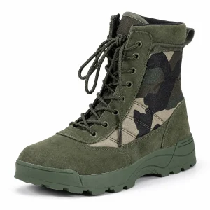 Bottes homme camouflage vert à lacets en plein air