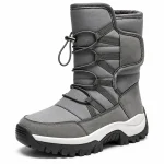 Bottes homme gris anthracite fourrées à cordon pour hiver