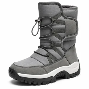 Bottes homme gris anthracite fourrées à cordon pour hiver