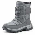 Bottes homme grises fourrées à cordon vue de face