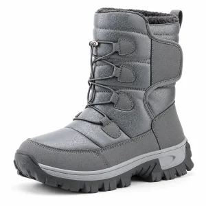 Bottes homme grises fourrées à cordon vue de face