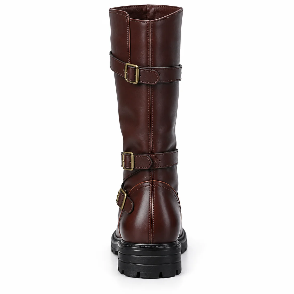 Bottes masculines marron à brides ajustables et boucle de mode