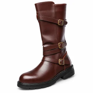 Bottes homme marron à brides et boucles pour style élégant