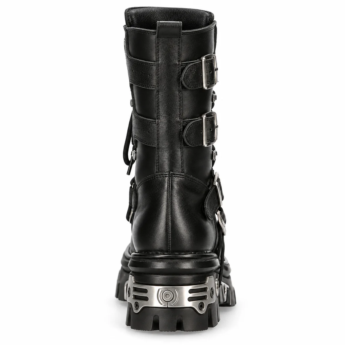 Bottes masculines noires à boucles avec semelle épaise mode tendance