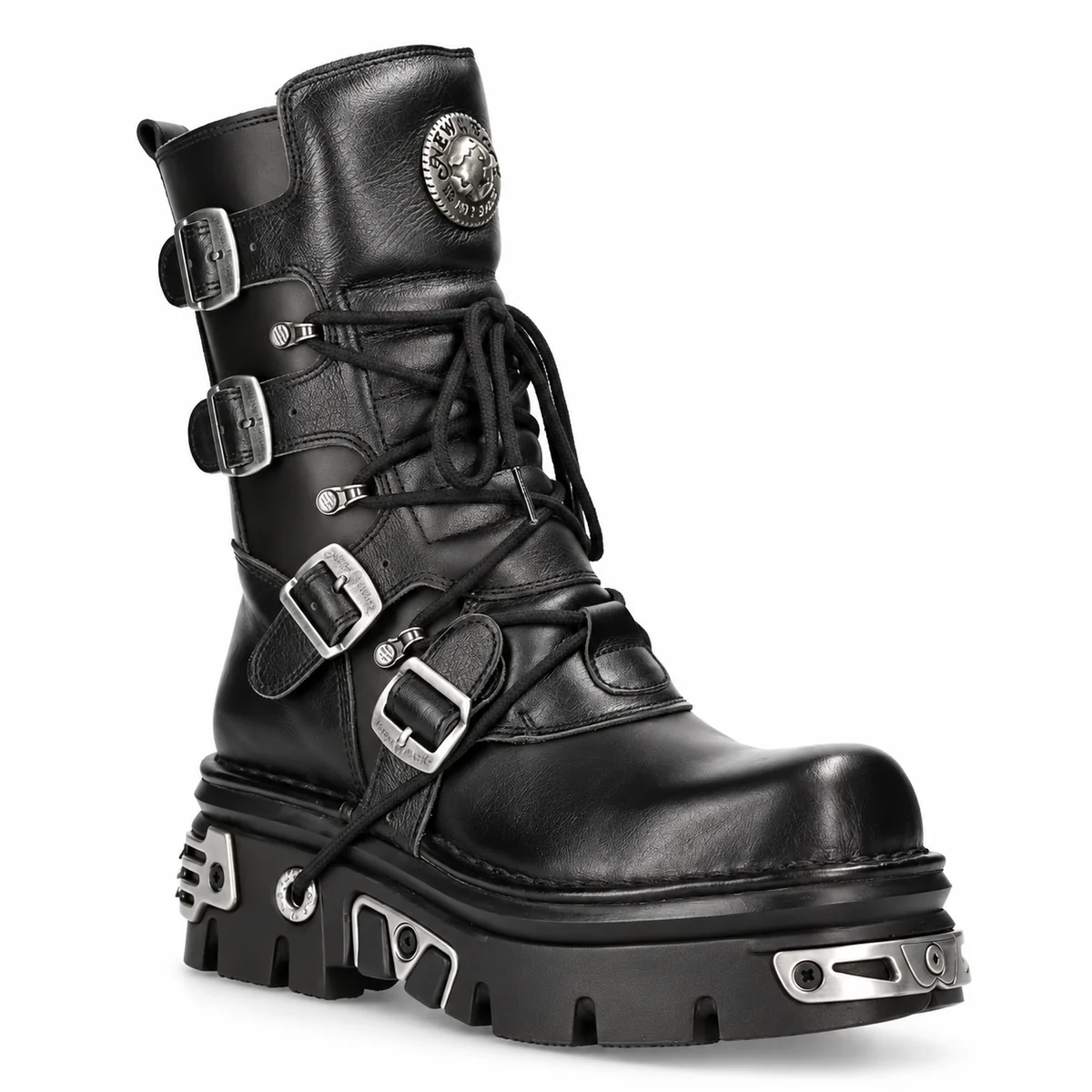 Bottines noires pour homme avec boucles et semelle épaisse élégantes